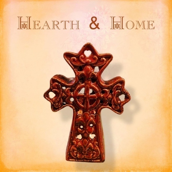 SOLD Ceramic Cross Votive Holder - Picture 1 of 3